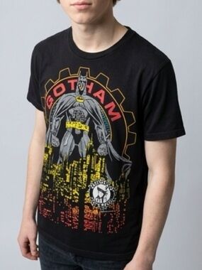 Vintage Batman Gotham DC Comics Black T-Shirt Adult Medium Graphic Tee 90s Style